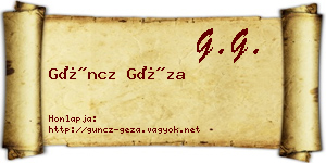 Güncz Géza névjegykártya